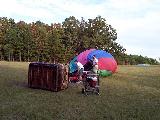 Big fan begins inflating balloon