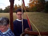 Ted helps walk the balloon