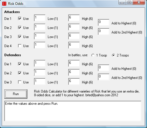 Screen Capture of Risk Odds Calculator